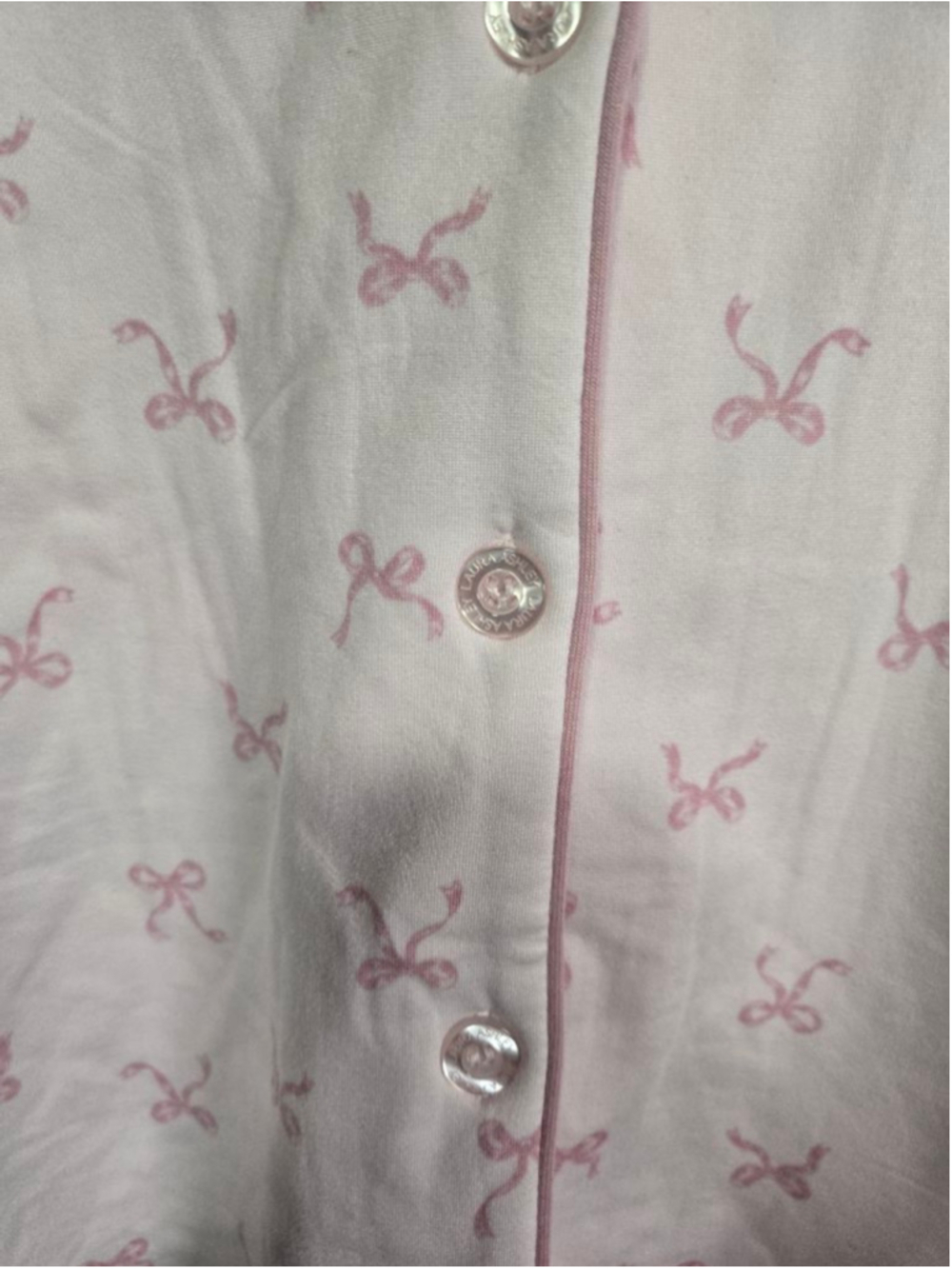 Women's Laura Ashley Pink Bow Print Pajama Set XL - Picture 6 of 9